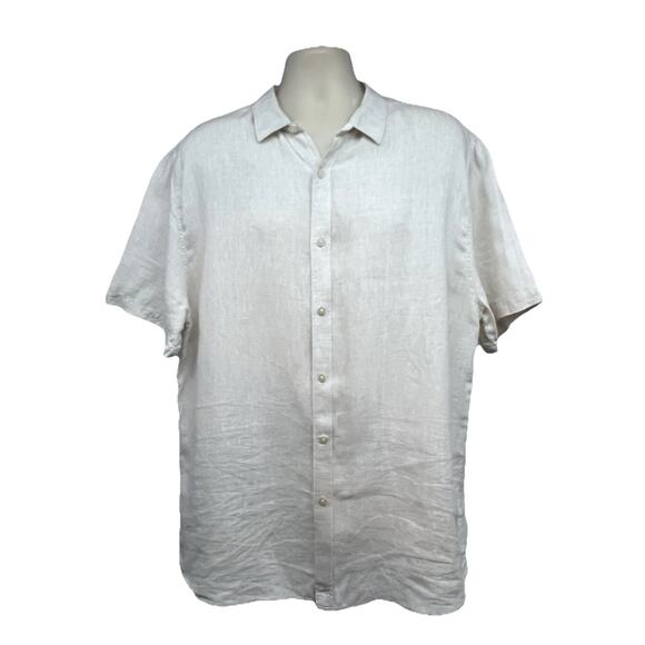 Free Line Athens Mens Beige Linen Button Up Casual Shirt XL Lightweight - Picture 1 of 9